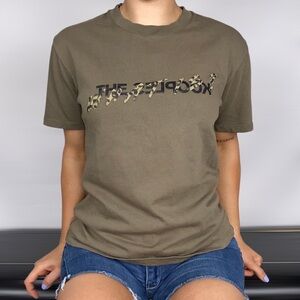 THE KOOPLES Khaki and Leopard Print What Is It T Shirt Short Sleeve Casual Green